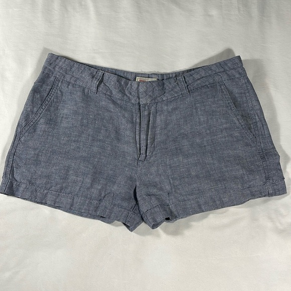 Gap womens blue linen basic flat front 2.5" inseam chambray shorts - size 6 - Picture 2 of 9